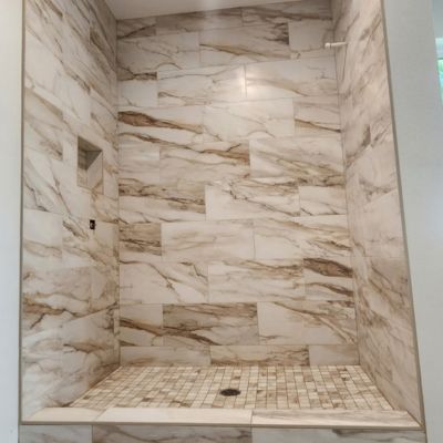 stone wall shower tile creme and beige marbleing
